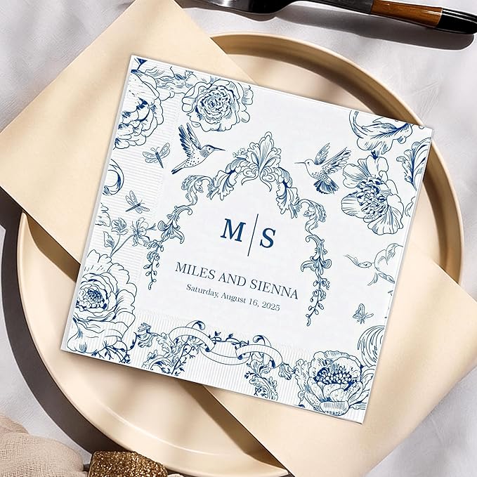Custom Wedding Cocktail Napkins, Personalized Paper Napkin by GiantBigHands