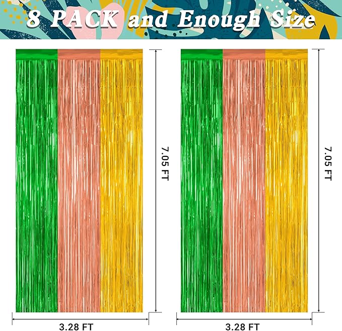8 Pack Hawaiian Party Decorations, 3.28 FT x 7.05 FT Luau Party Decorations - Image 2