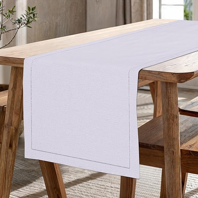Ruvanti Linen Table Runner 60 Inches, Classic Hemstitch, Non-Slipping, Stain - Image 9