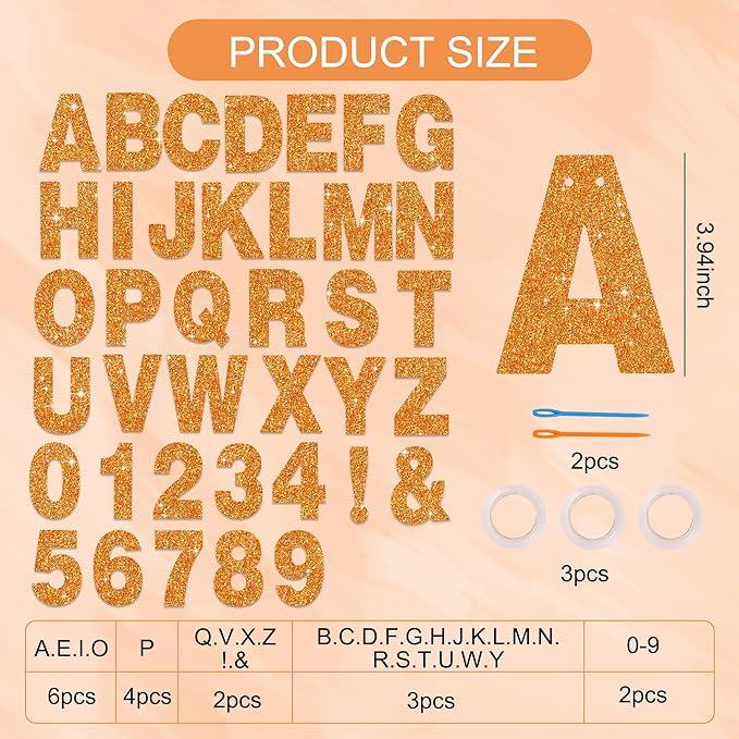 BEISHIDA 116 PCS Glitter Orange DIY Letter Banner Kit Make Your Own - Image 3