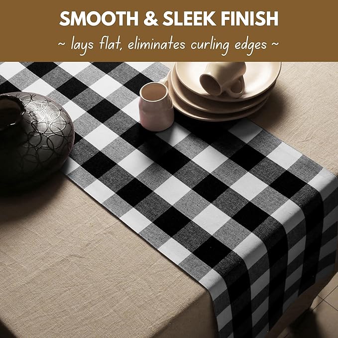 Native Fab Table Runner Buffalo Check Plaid 100% Cotton - Image 3