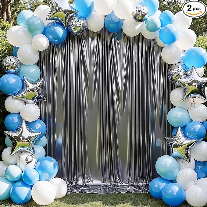 10x10 ft Wrinkle Free Black Silver Sequin Backdrop Curtain by ENJOYYOURPARTY