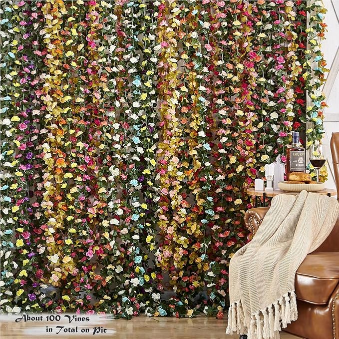 8 Pcs x 8.2 ft Flower Garland Artificial Rose Vine Flowers - Image 6