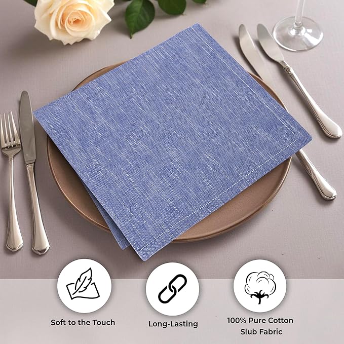 Urban Villa Cloth Napkins 100% Cotton Slub Absorbent Dinner Napkins Oversized - Image 3