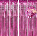 BTSD-home 4 Pack Pink Fringe Curtain, Metallic Photo Booth Backdrop Tinsel Door by BTSD-home