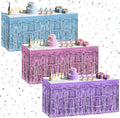 3 Pack Light Pink & Blue & Purple Table Skirts, 29x108" Metallic Foil Tinsel by Unknown