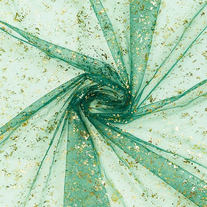 Artoid Mode 3PCS Green Gold Gauze Table Runner 120 Inch 10FT, Glitter Metallic - Image 3
