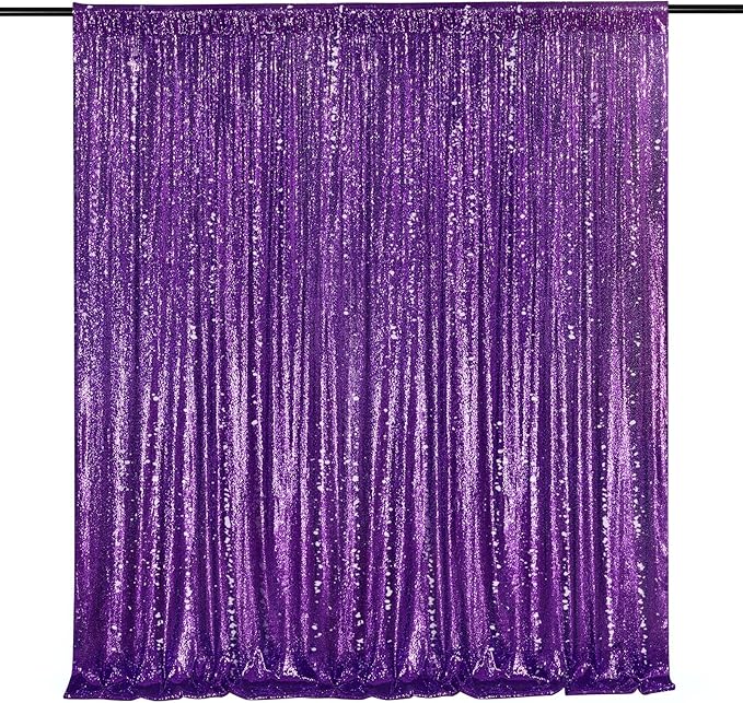 7ft x 7ft Purple Sequin Backdrop Glitter Party Backdrop Curtains Photo by QueenDream
