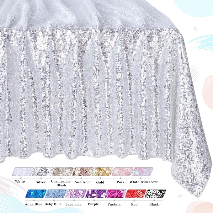QueenDream Sequin Tablecloth 60x102 Inch Silver Tablecloth Christmas Glitter - Image 8