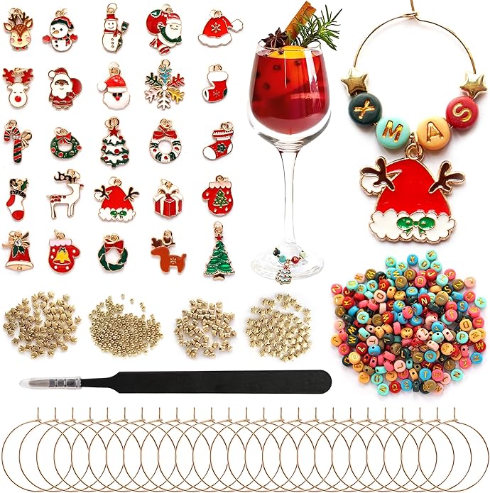 DIY Wine Glass Charms Kit, Glass Identifiers by Acootima