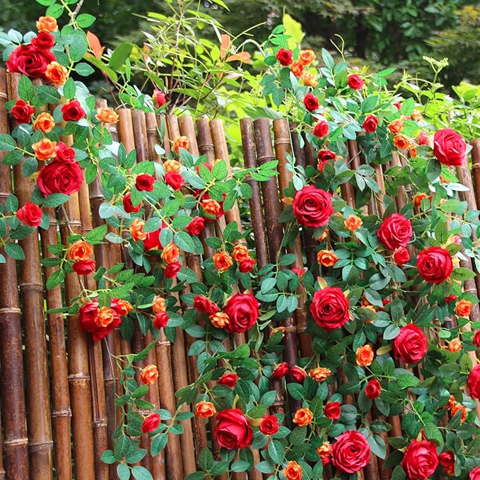 6FT Pink Flower Garland Artificial Rose Vines Hanging Floral Garland - Image 4