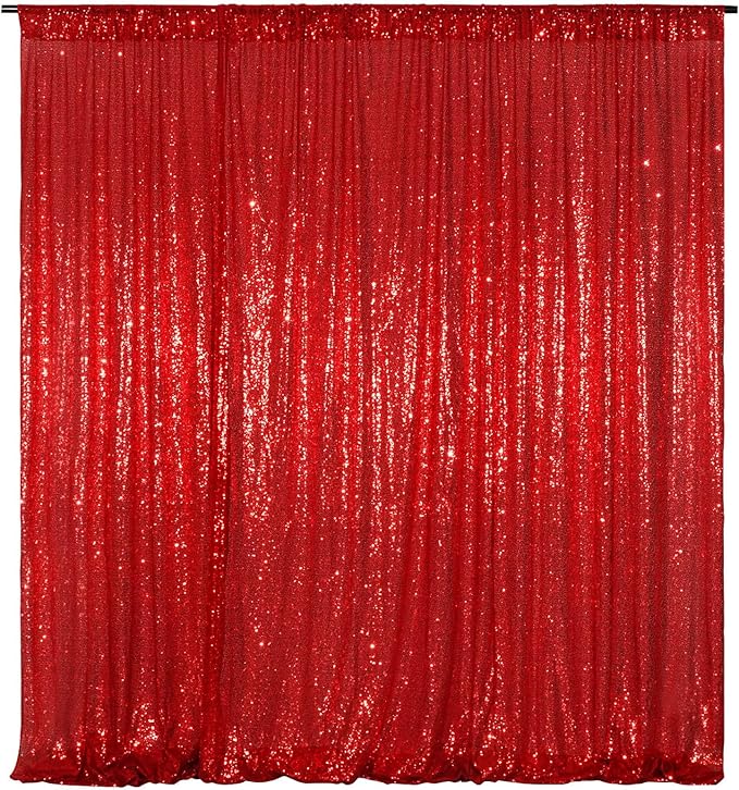 Poise3EHome Red Sequin Backdrop, 10Ft x 10Ft Glitter Photography Background by Poise3EHome