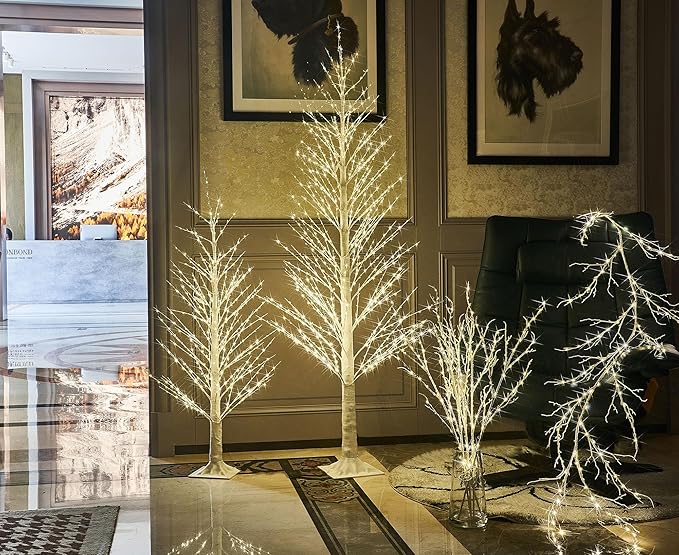 LITBLOOM Birch Garland with Lights 6FT 120 Fairy Lights Plug in, Lighted White - Image 7