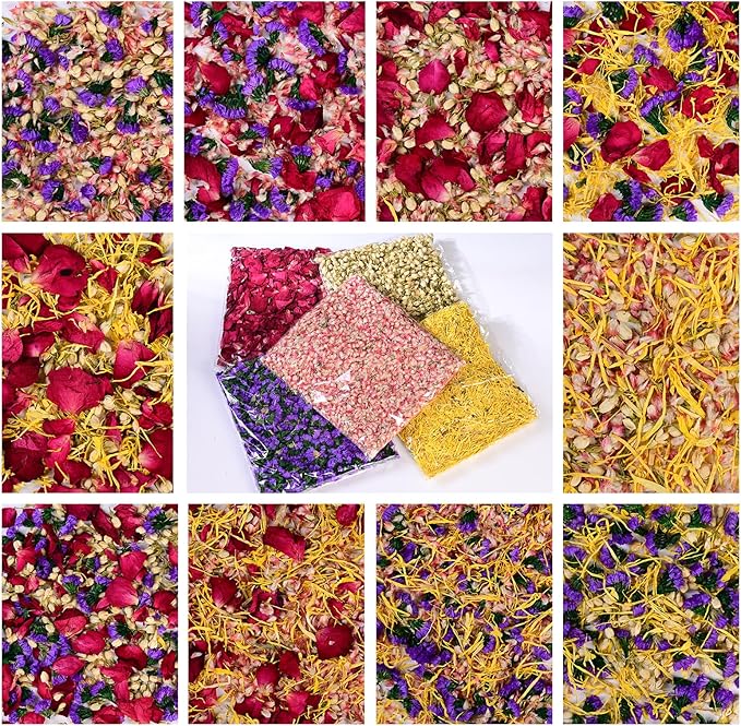 40+ Cups 9.3oz Real Biodegradable Flower Petal Wedding Confetti, 5 QT 5 Kinds - Image 8