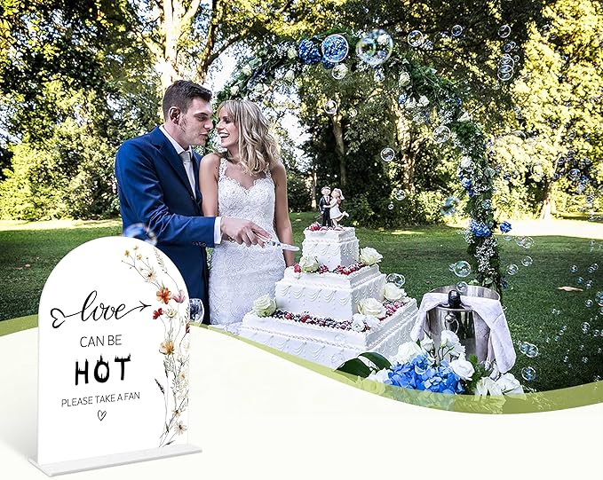 Boho Floral Love Can Be Hot Sign, 6 x 8 Inch White Arch Acrylic Wedding Sign - Image 6