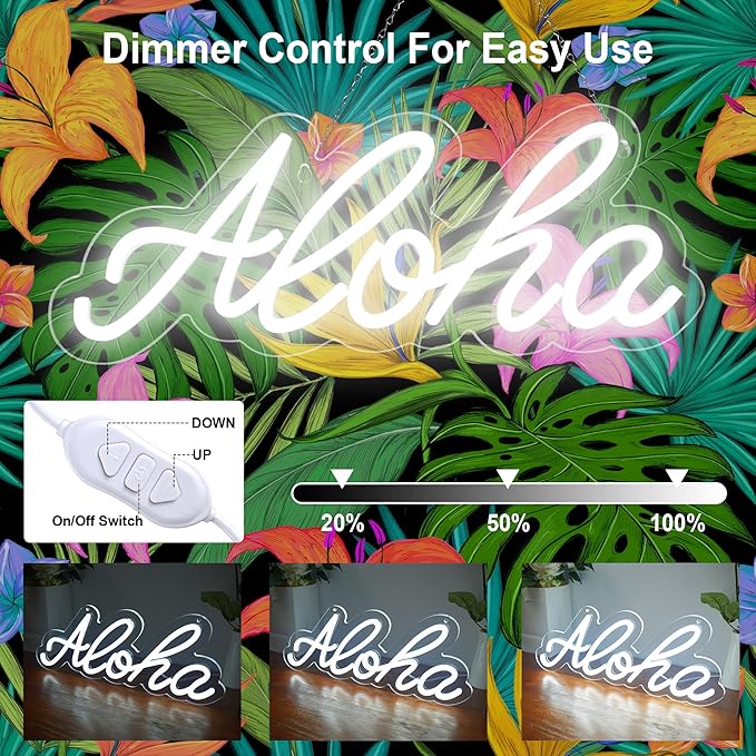 Aloha Neon Light Aloha Cold White Neon Sign - Image 2