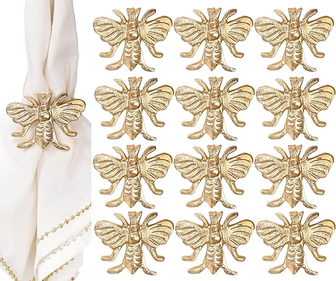 Gold Napkin Rings Set of 12 by CLEENTABLE