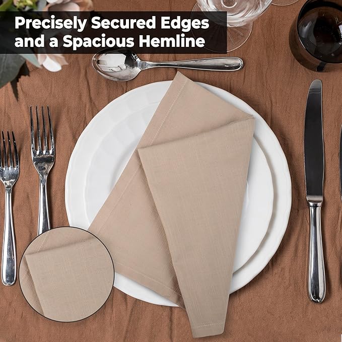 Urban Villa Dinner Napkins Solid Taupe Color Cloth Napkins Oversized 20x20 - Image 7