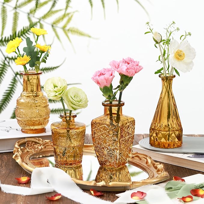 Vintage Small Glass Vases Set of 10, Mini Bud Vases - Image 4