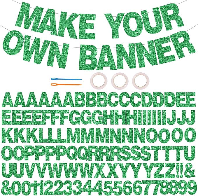 BEISHIDA 116 PCS A-Z Glitter Green DIY Letter Banner Kit Make Your Own by Beishida