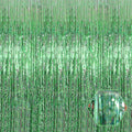 6 Pack Light Green Foil Fringe Curtain Backdrop, 3.28Ft x 8.2Ft Metallic Tinsel by Ferwzsr