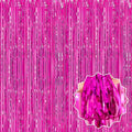 6 Pack Fuchsia Foil Fringe Curtains Backdrop, 3.28 x 8.2 Ft Metallic Streamers by LANTIANCHEN