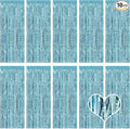 10 Pack Blue Backdrop Curtain 3.2ft x 8.2ft Metallic Tinsel Foil Fringe by Ohiyoo