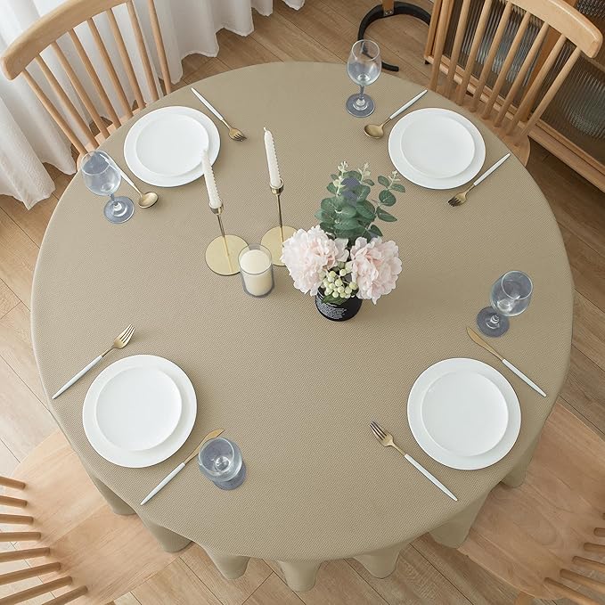 Biscaynebay Textured Fabric Round Tablecloths 90" - Image 8