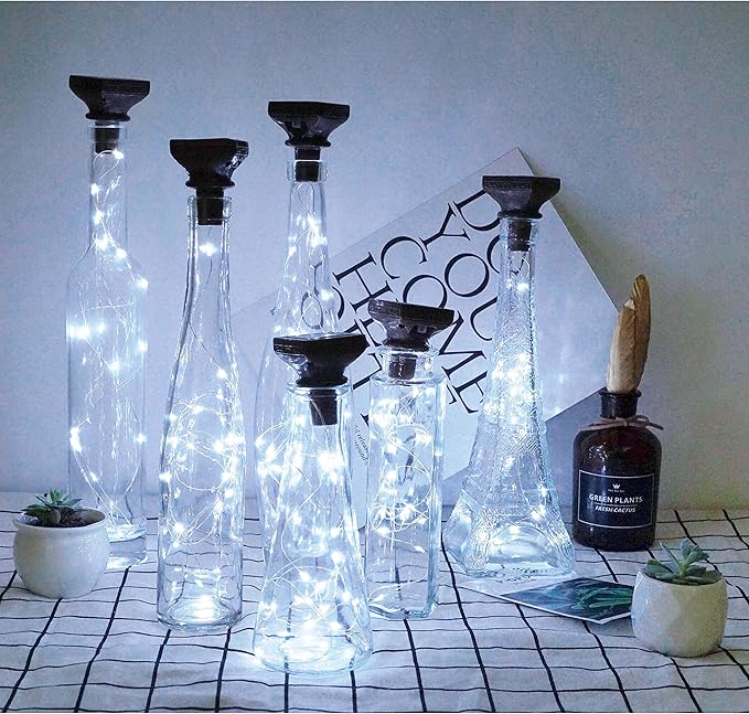 Decorman 10 Pack Solar Wine Bottle Lights 20 LEDs Waterproof Fairy Cork String - Image 5