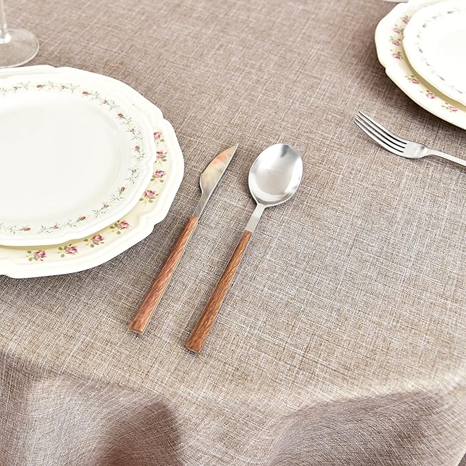 Fitable Faux Linen Round Tablecloths 90 Inch, 6 Pack - Image 2
