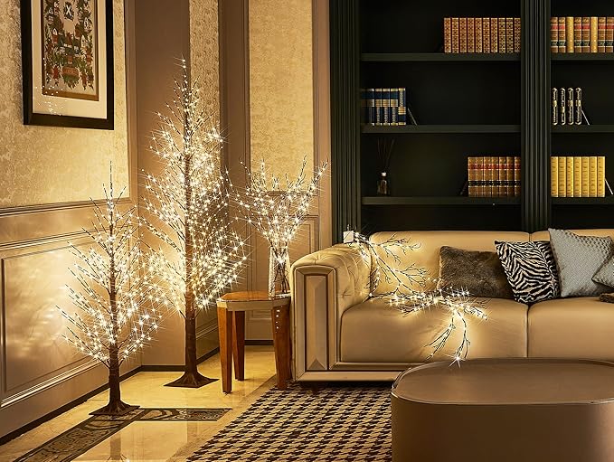 LITBLOOM Brown 6FT 120 LED Fairy Lights Plug in Willow Vine Garland - Image 4