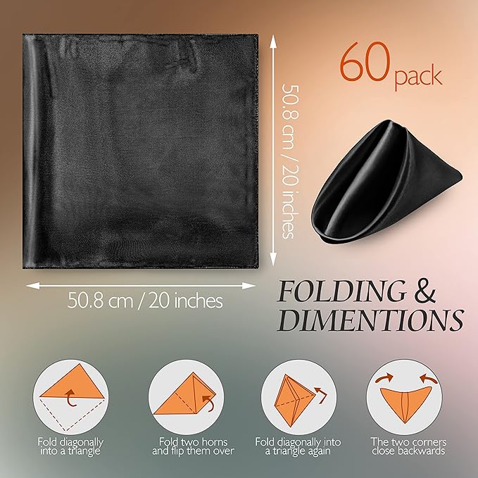 Manyshofu 50 Pieces Black Satin Napkins - Image 4
