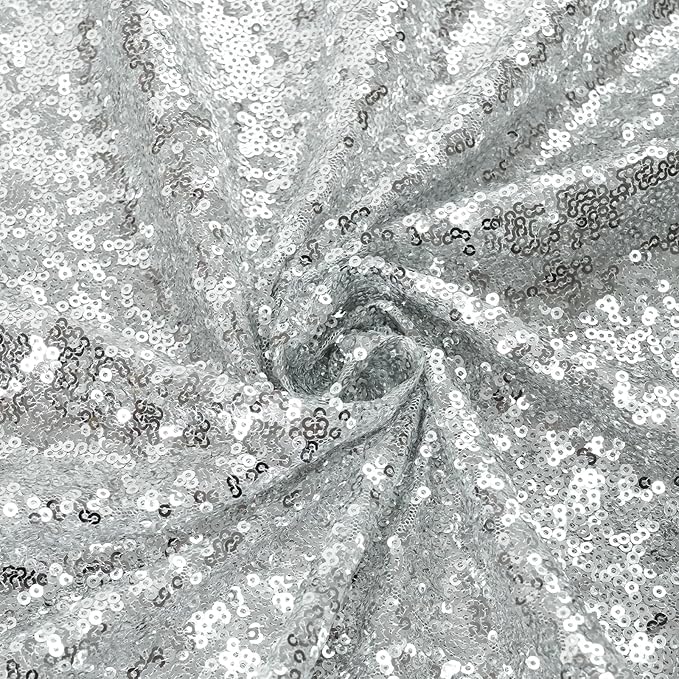 Eternal Beauty Sequin Backdrop Curtains, 2x8 Ft-2 Panels Silver Back Drop - Image 9
