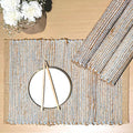 Chardin Home Natural Jute & Sky Blue-White Placemats, 13x19 in Dining Table by ChardinHome