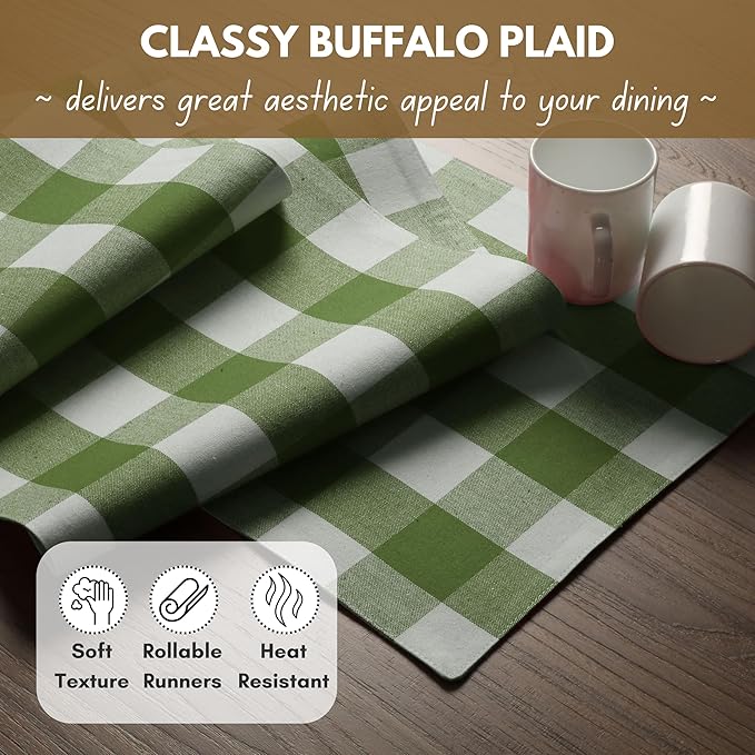 Native Fab Table Runner Buffalo Check Plaid 100% Cotton - Image 2