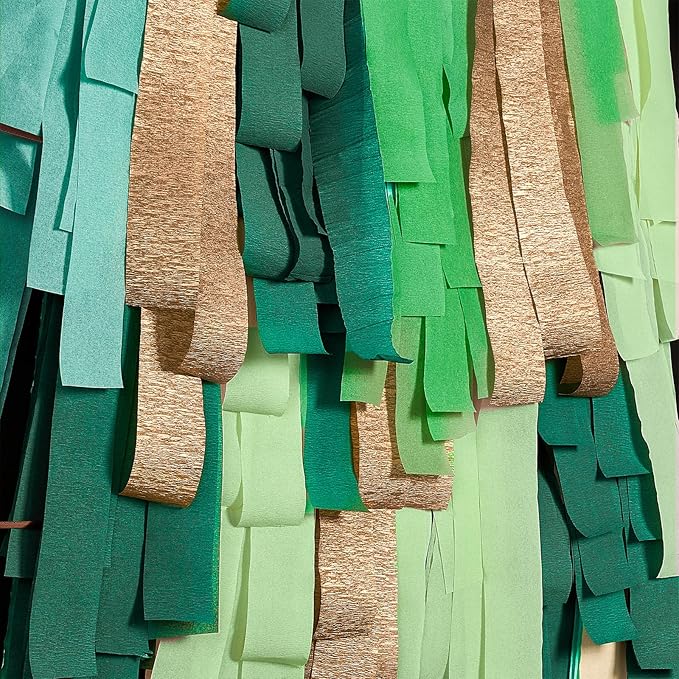 PartyWoo Green Crepe Paper Streamers 4 Rolls 328 ft Pack of Dark Light Pastel - Image 2