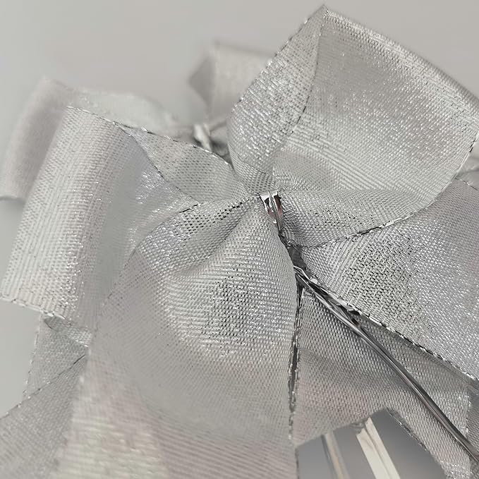 36pcs 4-1/2" Metallic Silver Bows - Image 7