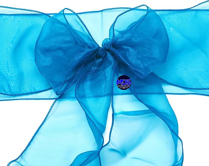 MDS Pack of 150 PCS Organza Chair Sashes Wider Dining Chair Bows Ribbon Tie Back - Image 4
