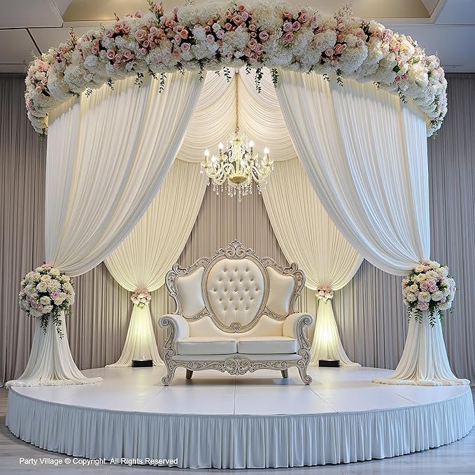 PartyVillage 50ft×15ft White Backdrop Curtain - Image 2