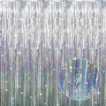 GOER 3.2 ft x 8.2 ft Metallic Tinsel Foil Fringe Curtains Party Photo Backdrop by GOER