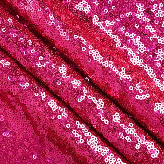 Eternal Beauty Hot Pink Sequin Backdrop, 7x7 Ft Glitter Background Curtains - Image 8