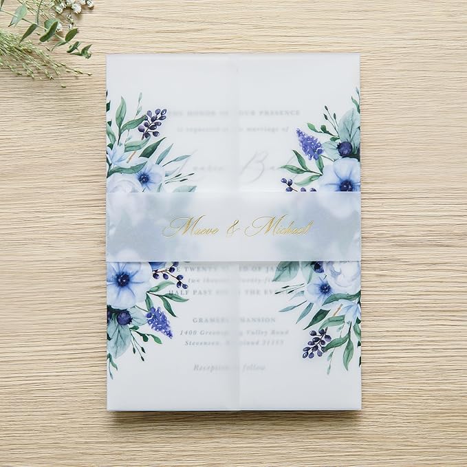 PONATIA 50 PCS Vellum Jackets for 5x7 Invitation Cards - Image 8