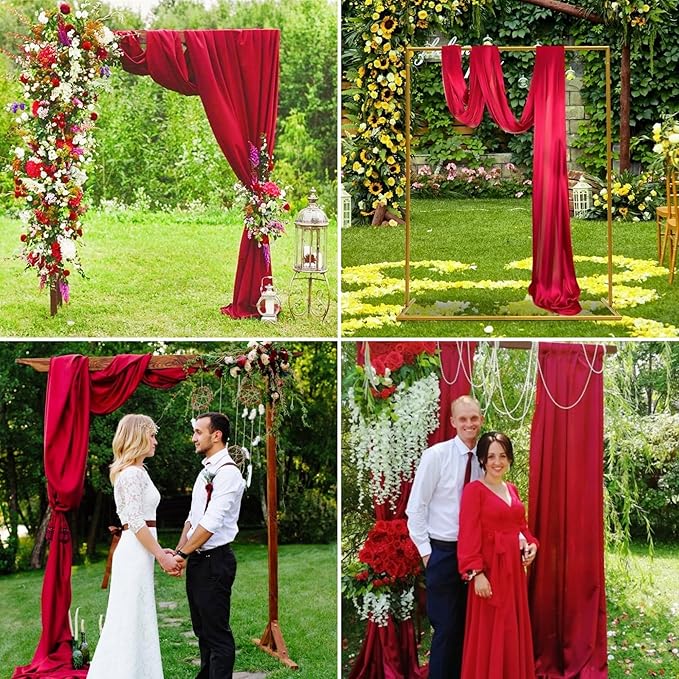6 Panels Red Wedding Arch Drapery 28" x 20Ft Wedding Arch Draping Fabric - Image 5