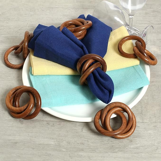 Three Ring Napkin Rings Set of 8, Decorative Handcuff Serviette Ring, Napkin - Image 8