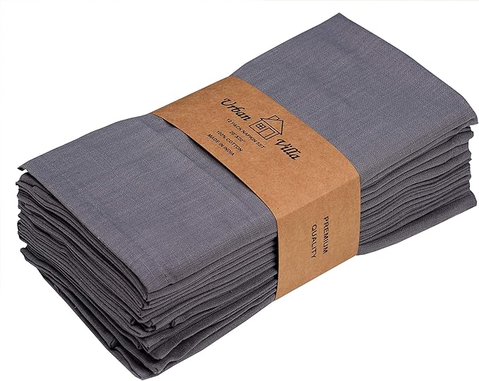 Urban Villa Dinner Napkins Solid Grey Color Cloth Napkins Oversized 20x20 - Image 9