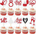 30 PCS Bride to Be Cupcake Toppers Glitter Miss to Mrs I Do Love Heart Ring by ZHUOWEISM