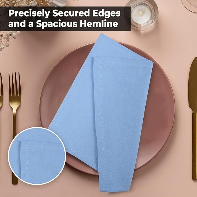 Urban Villa Ice BlueNapkins Solid Set of 12 Cloth Dinner Napkins Size 20x20 - Image 8