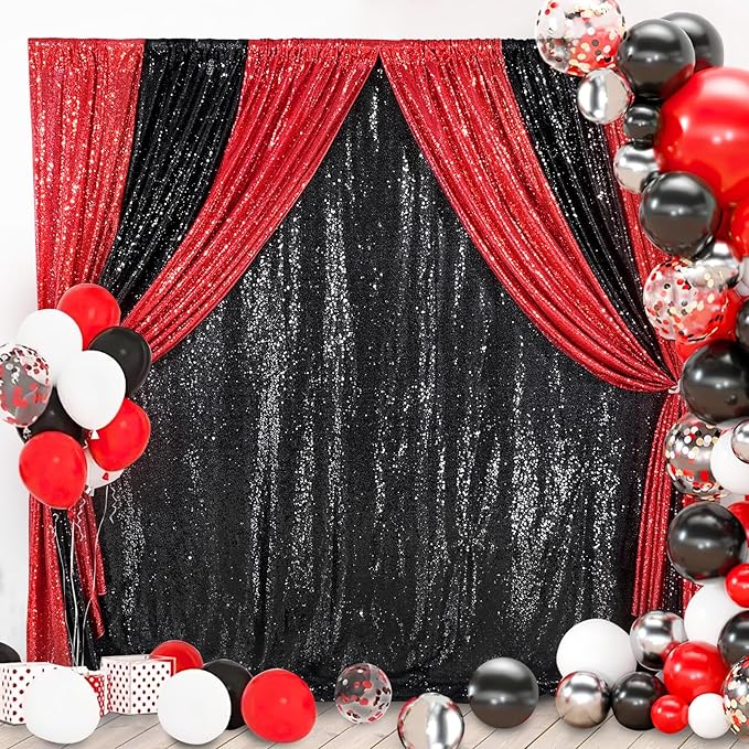 Black Backdrop for Halloween Decorations: Sequin Photo Curtains 10ft x 10ft - Image 4