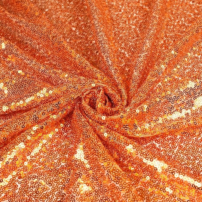 Poise3EHome Orange Sequin Backdrop Curtain, 2 Panels 2FTx8FT Glitter Background - Image 6