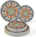 100PCS Boho Paper Plates–Vintage Bohemian Style Disposable Plates, Dessert by ZULYSTO